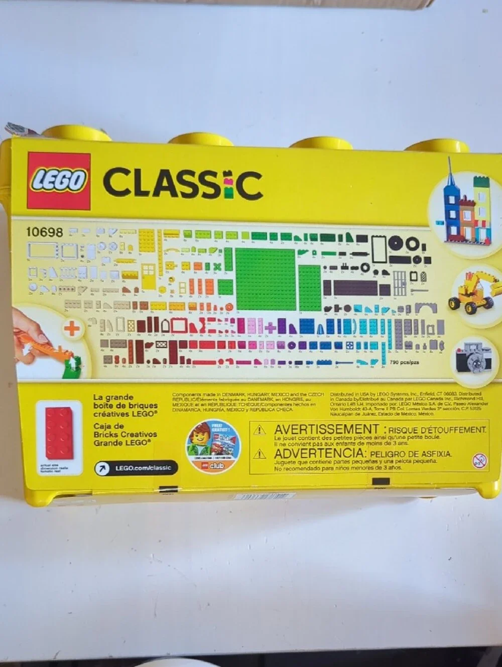 New Lego Classic Brick Box in Yellow with Multicolored Bricks